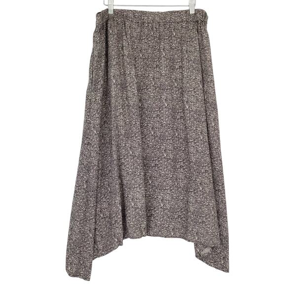NWOT EILEEN FISHER Skirt M Abstract Print Maxi Midi Pull On Black White High Low - Picture 1 of 9